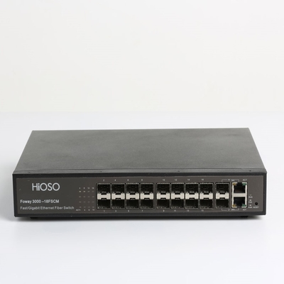 Переключатель 16 волокна Hioso +2 сила комбинированной безопасностью Snmp сети поддержки переключателя uplink AC100V оптической электронная