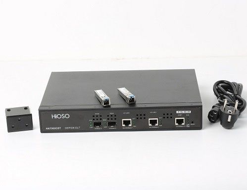 HiOSO HA7302CST Epon Olt 2 переносит 2 Pon Olt с 2 1:128 поддержки модулей Px+++ SFP совместимыми